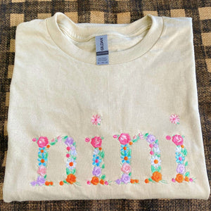 Mama Floral Hoodie or Sweatshirt with Custom Embroidered Kids Name On Sleeve - Embroly