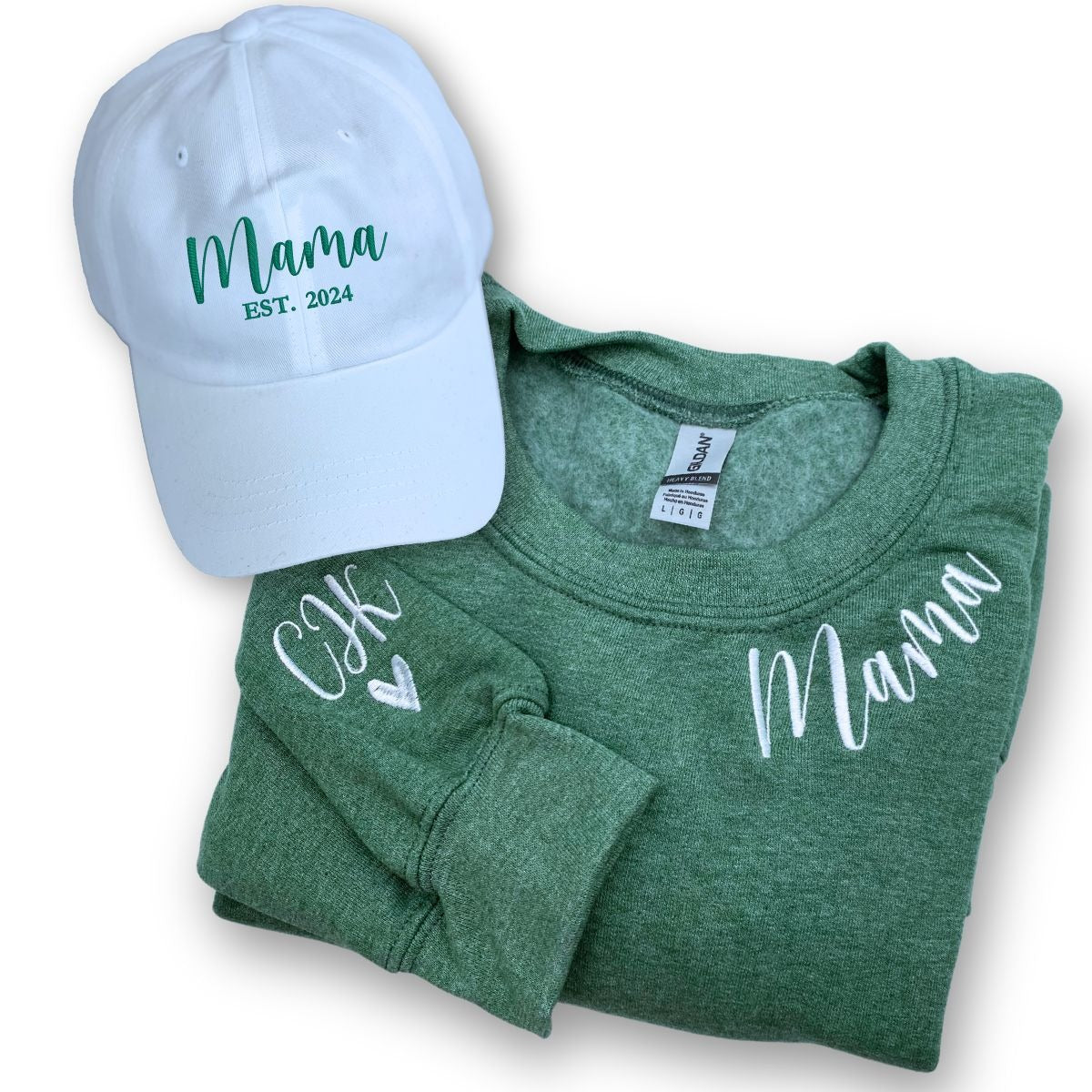 Mama’s Cozy Duo: Custom Sweatshirt & Matching Hat Set