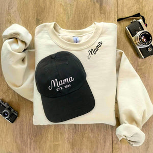 Mama’s Cozy Duo: Custom Sweatshirt & Matching Hat Set