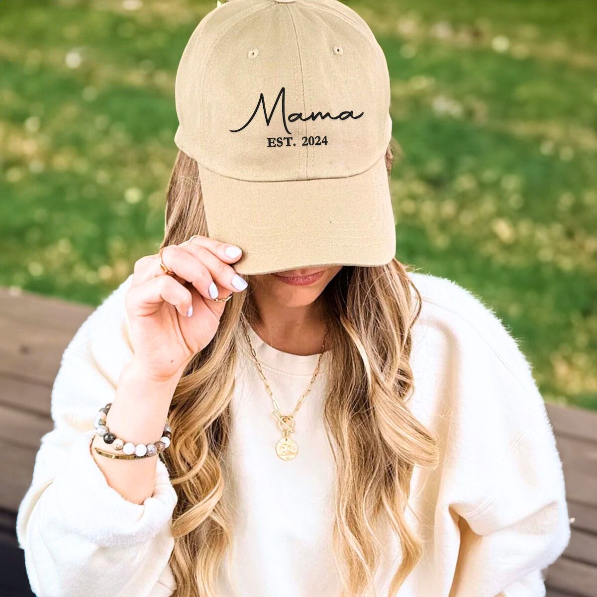 Mama’s Cozy Duo: Custom Sweatshirt & Matching Hat Set