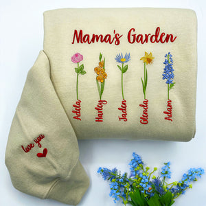 Custom Embroidered Mama's Garden Sweatshirt or Hoodie