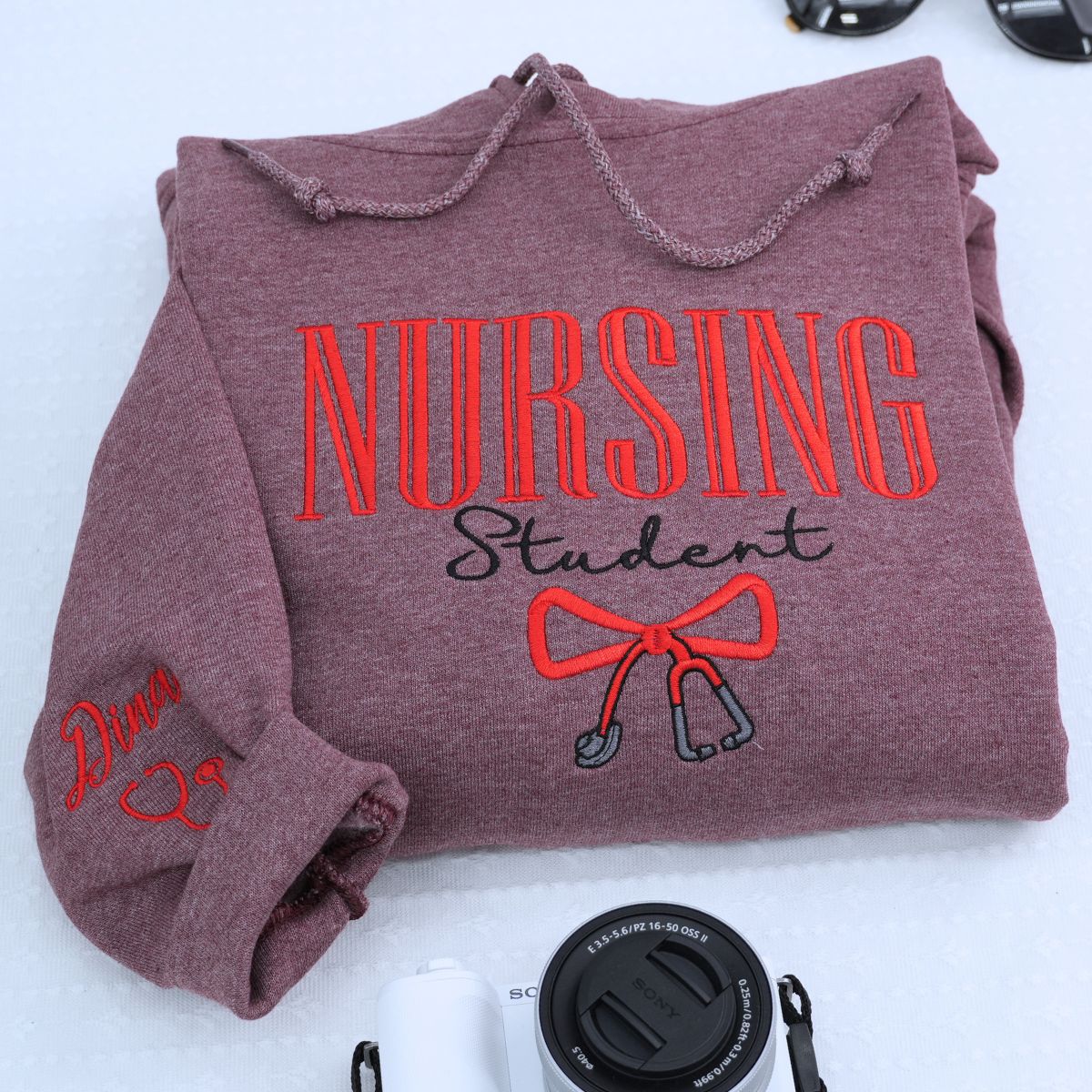 Heather Dark Maroon Nurse Sweatshirt, a meaningful and cozy gift for nurse student
