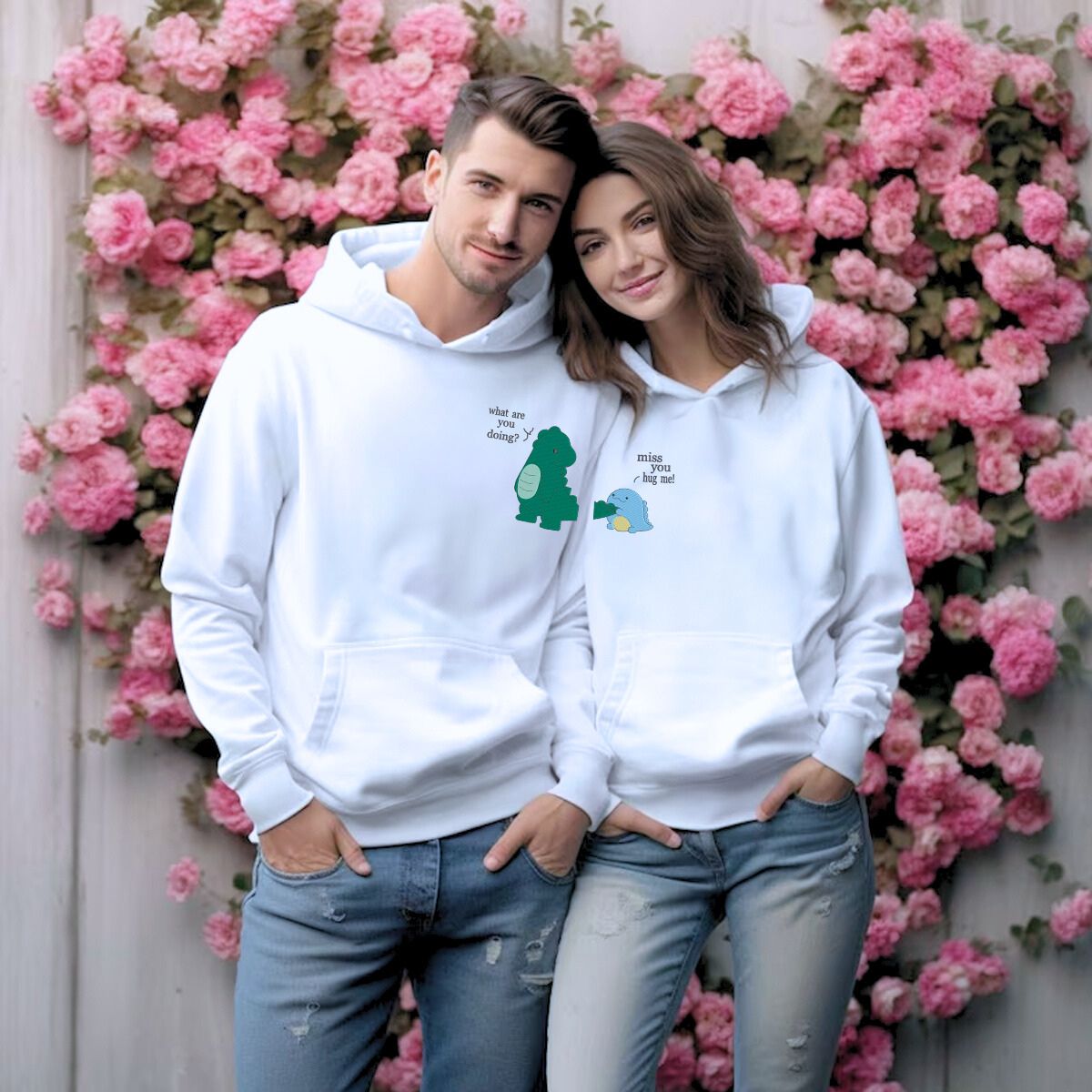 Matching Dinosaur Hoodies or Sweatshirts, Custom Embroidered Gift for Dino Lover