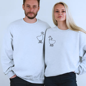 Matching Duck Sweatshirt or Hoodie, Custom Embroidered for His & Hers Valentines Gifts