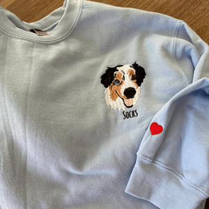 Cat Embroidery Sweatshirt, Hoodie, Full Face Embroidery, Anniversary gift