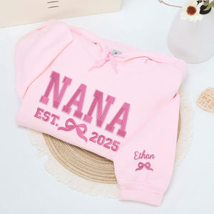 Gigi Bow Sweatshirt or Hoodie, Custom Embroidered Mother's Day Gift for Grandma Mama