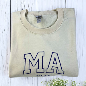 Personalized Gift for Mimi with Embroidered Varsity Text on Chest Sweatshirt or Hoodie