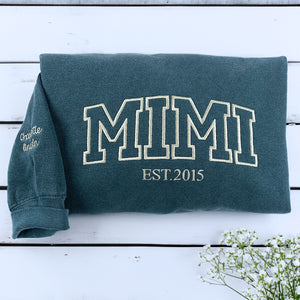 Comfort Color® Embroidered Mimi Shirt with Grandkids Names