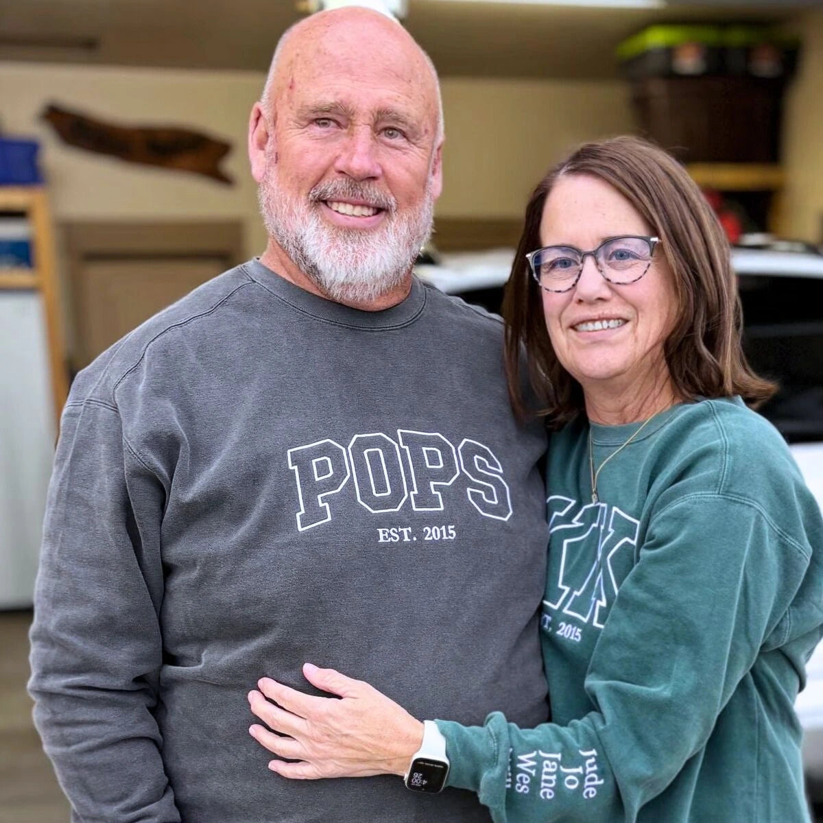 Comfort Color® Embroidered Grandma Est Sweatshirt with Names on Sleeve