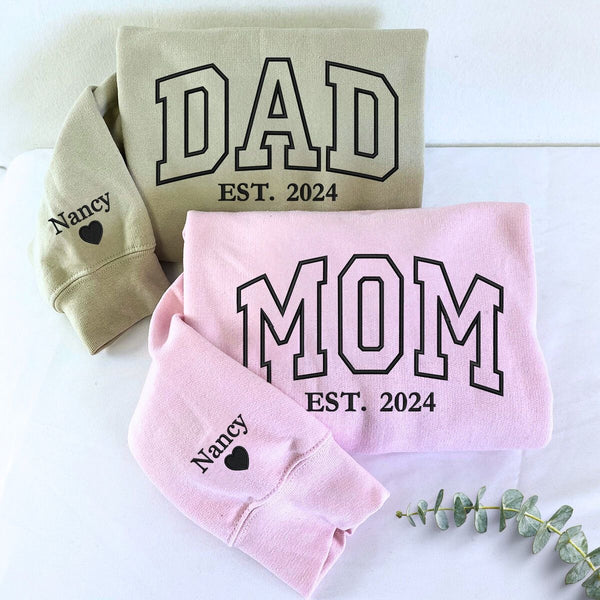 Mom Dad Sweatshirt Celebrate Parenthood Together Embroly