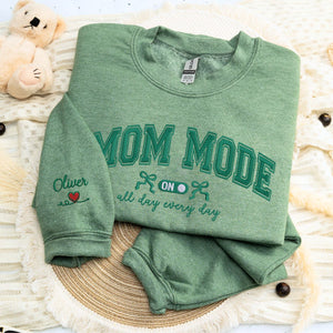 Mom Mode Sweatshirt or Hoodie, Custom Embroidered Mother's Day Gift for Mom