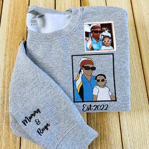 Personalized Mom Photo Sweatshirt or Hoodie - Embroidered