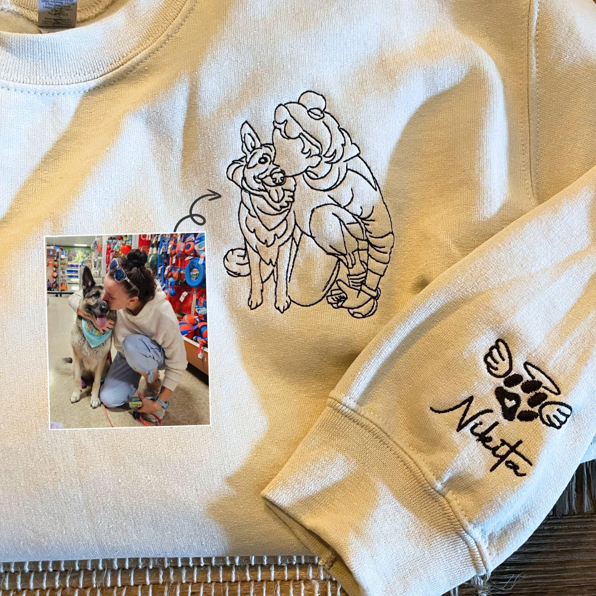 Custom Embroidered Dog Mom Hoodie, Personalized Hoodie with Icon, Gift For Dog Lovers - Embroly