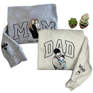 Personalized Gifts for Mom and Dad, Embroidered Photo Sweatshirt / Hoodie