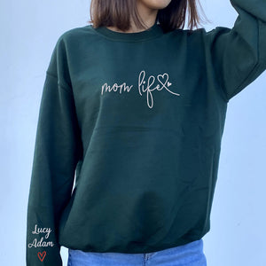 mom life sweatshirt forest green color