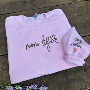 Personalized Embroidered Mom Life Sweatshirt, Perfect Gift For Mom from Kids