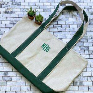 Monogram Embroidered Tote Bag