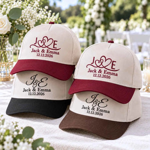 Custom Wedding Snapback Hat - Embroidered Monogrammed with Names & Date Cap, Gift for Wedding Couple