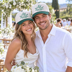 Custom Wedding Snapback Hat - Embroidered Monogrammed with Names & Date Cap, Gift for Wedding Couple