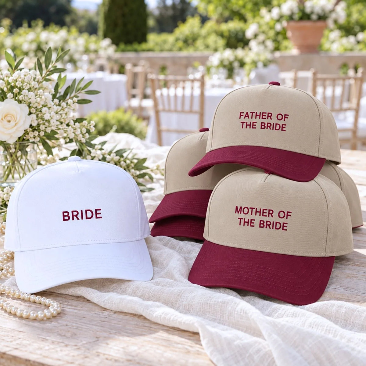 Custom Wedding Family Snapback Hat, Embroidered Mother Father of the Bride Cap, Wedding Favor Gifts