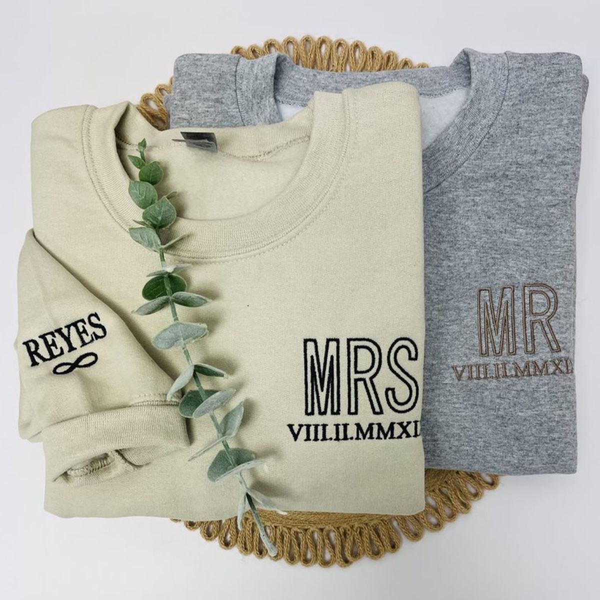 Personalized Mr And Mrs Sweatshirt Embroidered With Aniniversary Date, Best Gift For Couple