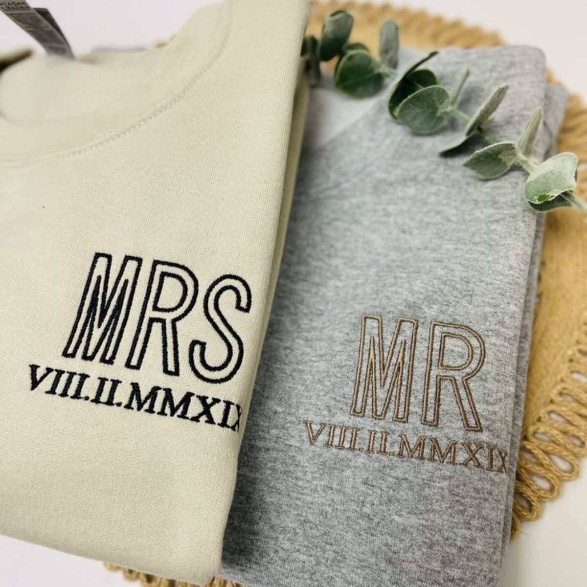 Personalized Mr And Mrs Sweatshirt Embroidered With Aniniversary Date, Best Gift For Couple