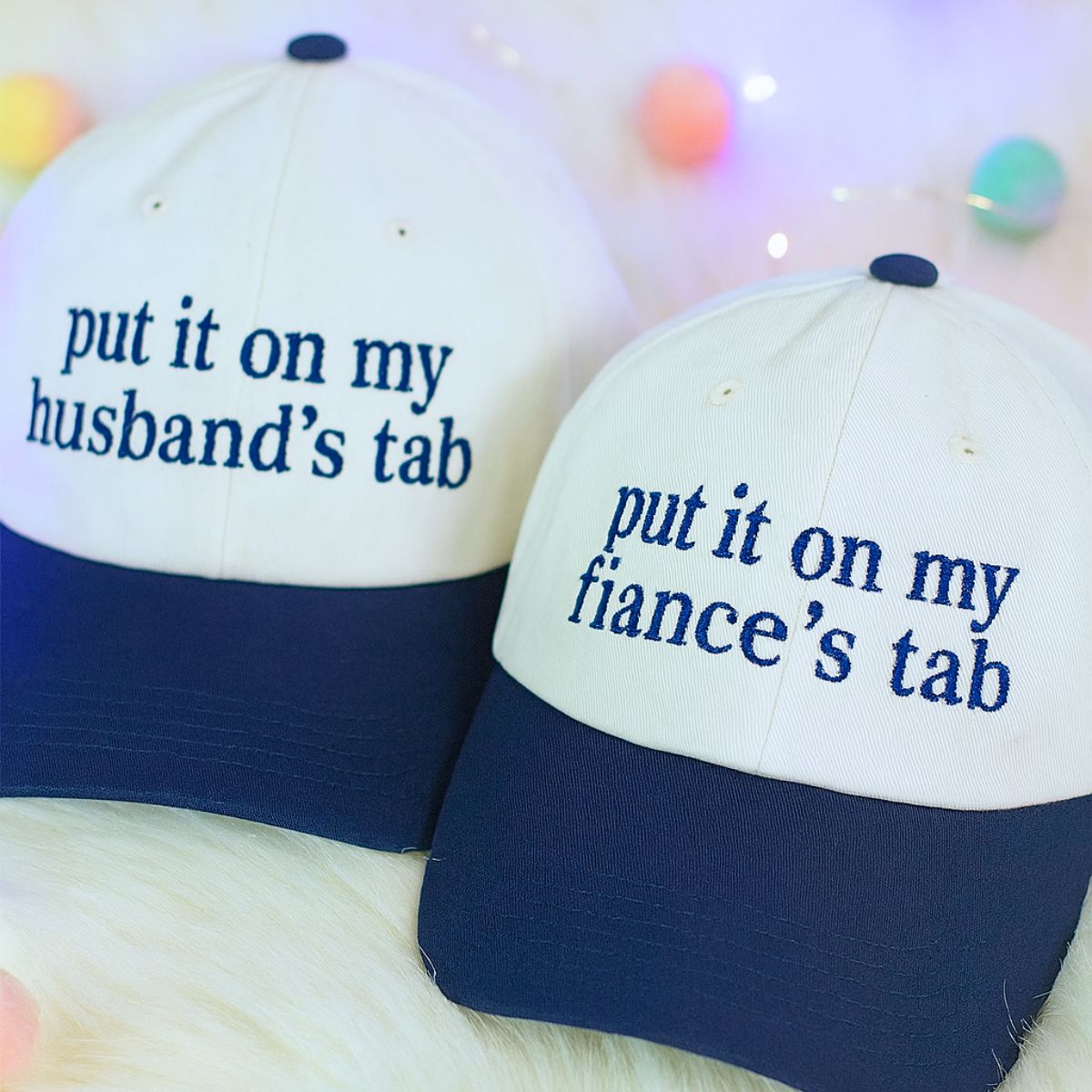 Personalized Put It On My Husband's Tab Trucker Hat, Embroidered Funny Gift for Wife