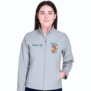 Custom embroidered jacket for female nephrology nurses with personalized RN name and title on front
