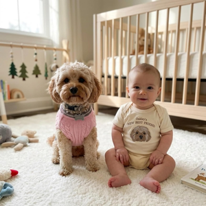 Custom Embroidered Baby Bodysuit Onesie with Pet Photo, Name - New Best Friend