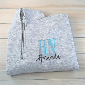 Personalized Gift For Nurse, Medical Jacket, Quarter Zip Sweatshirt Hoodie Embroidered