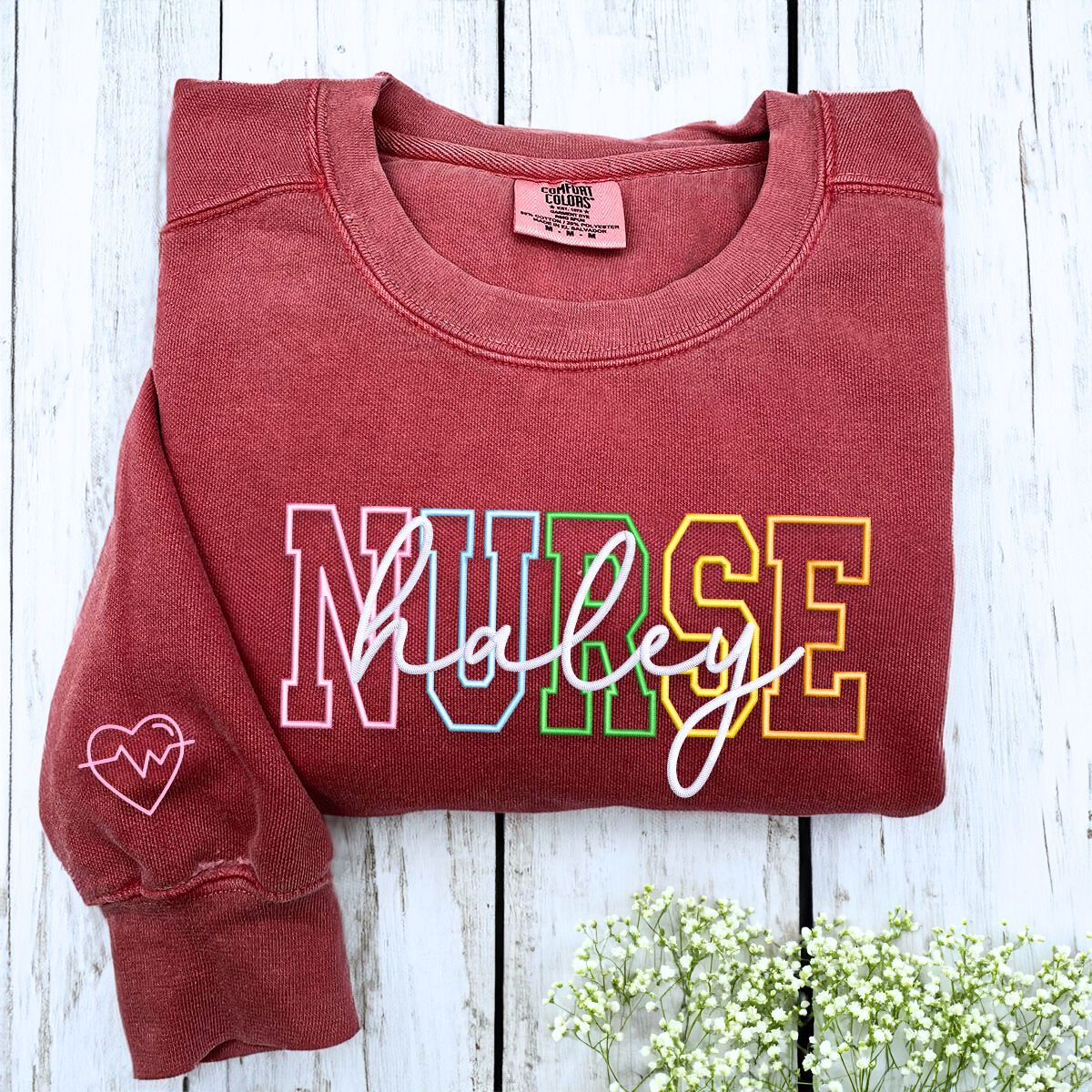 Custom Nurse Sweatshirt or Hoodie, Personalized Embroidered Gift For N