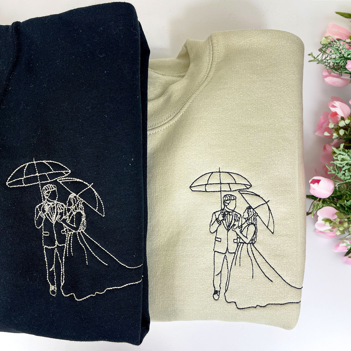 Custom sweatshirt with Picture, Embroidered Photo Portrait Hoodie or Sweatshirt - Embroly