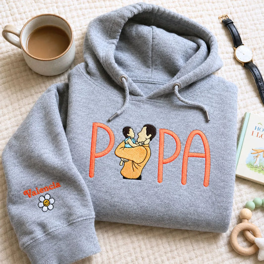 Custom embroidered Papa Life photo sweatshirt meaningful First Father's Day gift