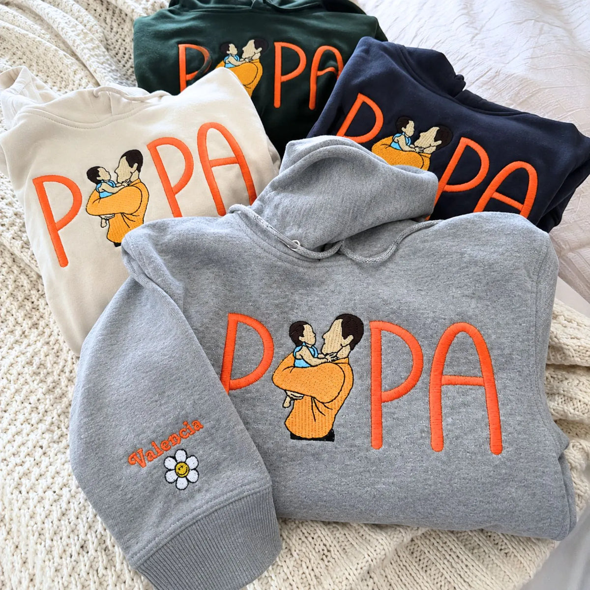 Custom embroidered Papa Life photo sweatshirt meaningful First Father's Day gift