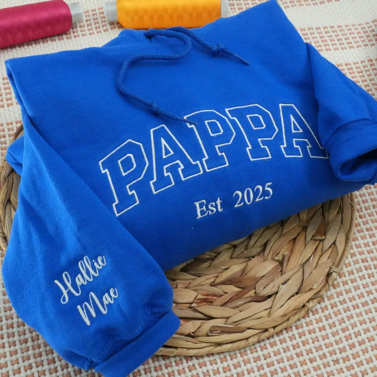 Personalized Gift for Papa with Embroidered Est Year Sweatshirt or Hoodie