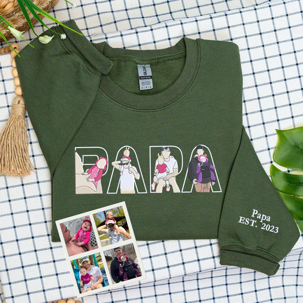Personalized Papa Life T-Shirt with Embroidered Photo – Meaningful First Father's Day Gift - New Dad Sweatshirt or Hoodie