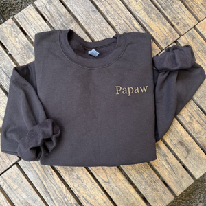 Custom Embroidered Papaw Sweatshirt with GrandKids Names on Sleeve, Personalized Gift for Papaw, New Papaw Father's Day Birthday Gift