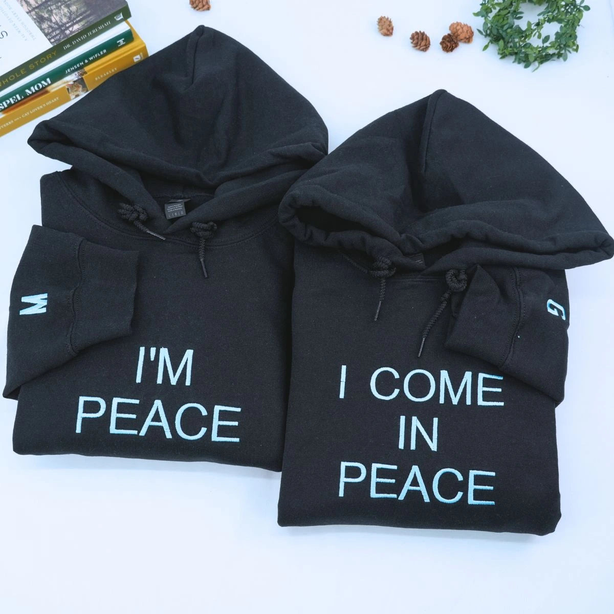 I Come In peace I'm Peace Couple Hoodie, A funny gift for couple boyfriend girlfriend