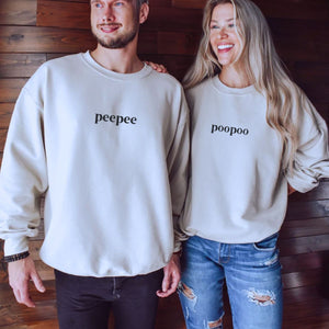 Pee Pee Poo Poo Matching Hoodies or Sweatshirts, Custom Embroidered Gift for Couples on Valentine's Day