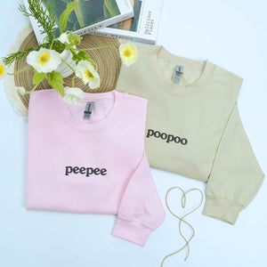 Pee Pee Poo Poo Matching Hoodies or Sweatshirts, Custom Embroidered Gift for Couples on Valentine's Day