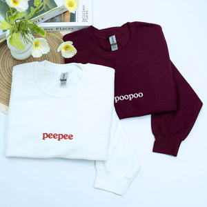 Pee Pee Poo Poo Matching Hoodies or Sweatshirts, Custom Embroidered Gift for Couples on Valentine's Day