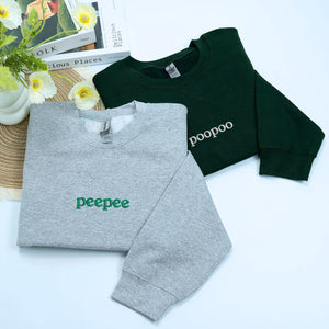 Pee Pee Poo Poo Matching Hoodies or Sweatshirts, Custom Embroidered Gift for Couples on Valentine's Day