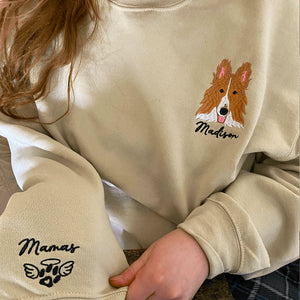 Custom Portrait Dog Pet from Photo Embroidered Sweatshirt, Hoodie