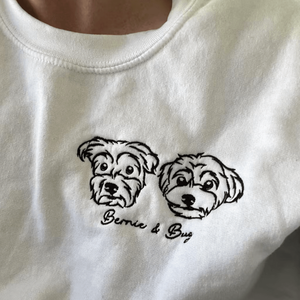 Custom Pet Portrait Embroidery Sweatshirt Gift for Dog Cat Pet Loves