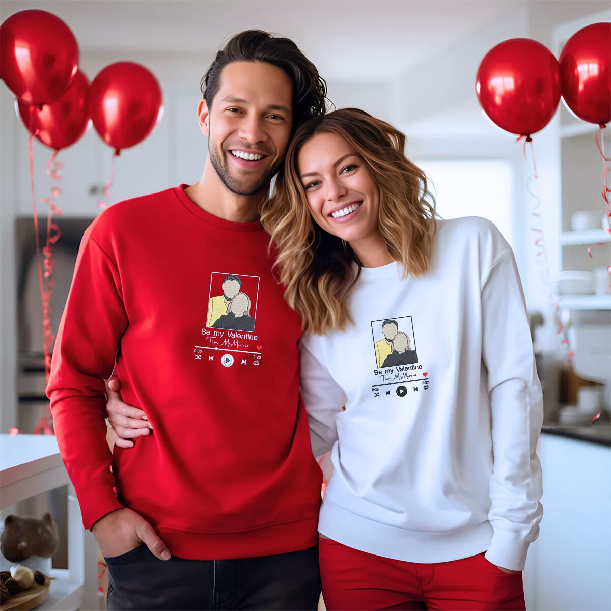 Photo Music Player Sweatshirt or Hoodie, Custom Embroidered Unique Gift Ideas For Couples - Embroly