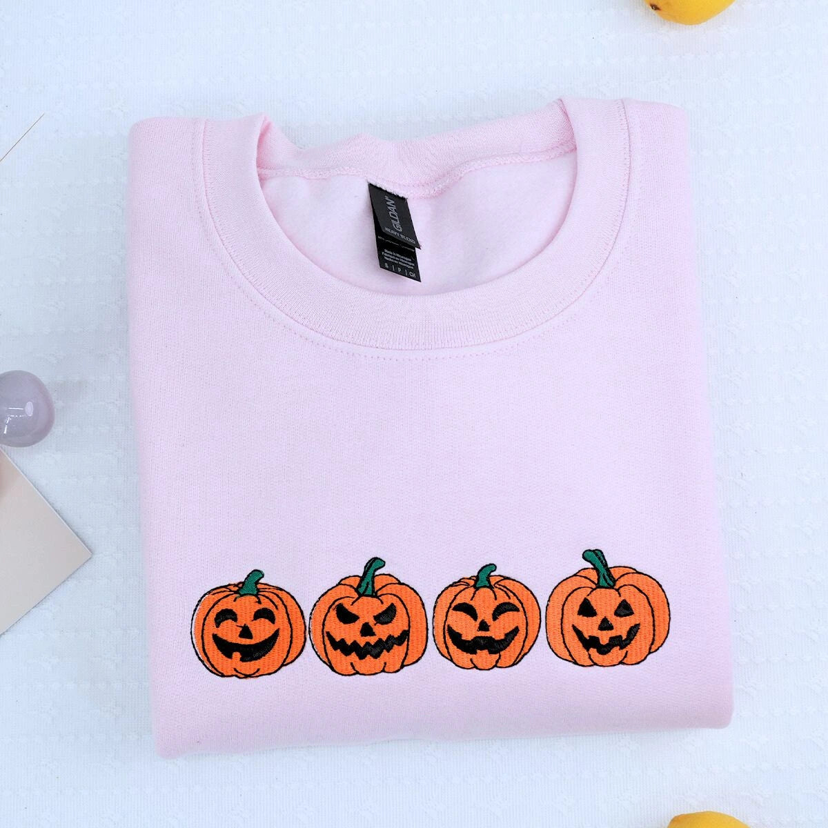Pumpkin Sweatshirt, Fall Spooky Season Crewneck Embroidered for Halloween
