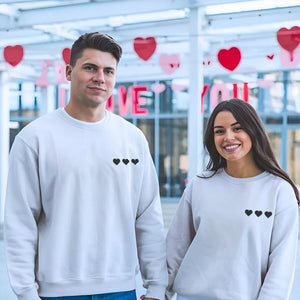 Pixel Hearts Sweatshirt or Hoodie, Custom Embroidered Valentine's Day Gifts For Her Him