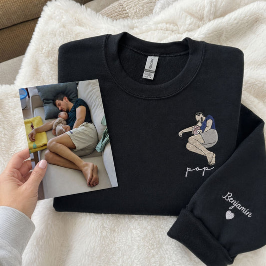 Custom embroidered Pop portrait sweatshirt personalized New Father's Day gift from wife