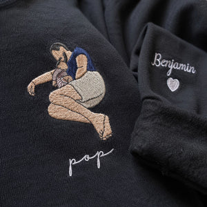Custom embroidered Pop portrait sweatshirt personalized New Father's Day gift from wife