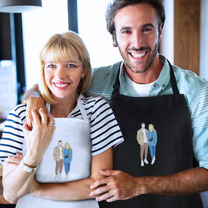 Custom Embroidered Photo Portrait Couple Apron